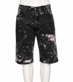 Levi's Men's Black Acid Wash Paint Splatter Denim Shorts Bermuda Grunge